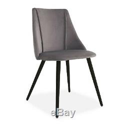 Set of 2 Elegant Vintage Velvet Upholstered Dining Office Chair Black Metal Legs