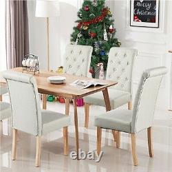 Set of 2 Fabric Dining Chairs Upholstered withTufted Padded Seat Home/Kitchen/Cafe