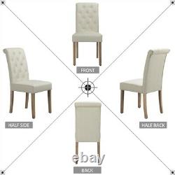 Set of 2 Fabric Dining Chairs Upholstered withTufted Padded Seat Home/Kitchen/Cafe