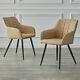 Set Of 2 Faux Leather Armchair Pu Upholstered Seat Metal Legs Tub Dining Chairs