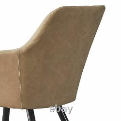 Set of 2 Faux Leather Armchair PU Upholstered Seat Metal Legs Tub Dining Chairs