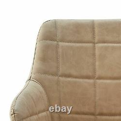 Set of 2 Faux Leather Armchair PU Upholstered Seat Metal Legs Tub Dining Chairs