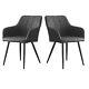 Set Of 2 Faux Leather/velvet Dining Chairs Upholstered Seat Home&restaurant Grey