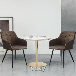 Set of 2 Faux Leather/Velvet Dining Chairs Upholstered Seat Home&Restaurant Grey