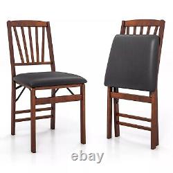 Set of 2 Folding Chair Padded Kitchen Dining Seat Portable Upholstered High Back