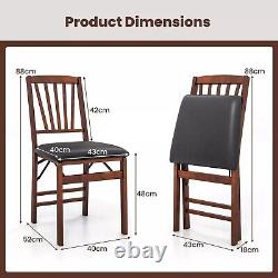 Set of 2 Folding Chair Padded Kitchen Dining Seat Portable Upholstered High Back