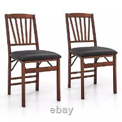 Set of 2 Folding Chair Padded Kitchen Dining Seat Portable Upholstered High Back