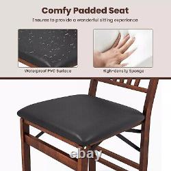 Set of 2 Folding Chair Padded Kitchen Dining Seat Portable Upholstered High Back