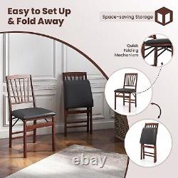 Set of 2 Folding Chair Padded Kitchen Dining Seat Portable Upholstered High Back