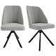 Set Of 2 Grey Fabric Swivel Dining Chairs With Black Legs Logan Log035