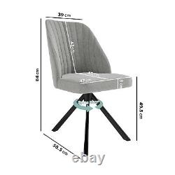 Set of 2 Grey Fabric Swivel Dining Chairs with Black Legs Logan LOG035