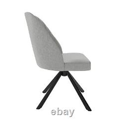 Set of 2 Grey Fabric Swivel Dining Chairs with Black Legs Logan LOG035