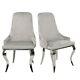 Set Of 2 Grey Velvet Dining Chairs With Silver Legs Angelica Ane002