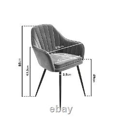 Set of 2 Grey Velvet Dining Tub Chairs Logan LOG002