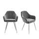Set Of 2 Grey Velvet Dining Tub Chairs With Chrome Legs Logan Log005