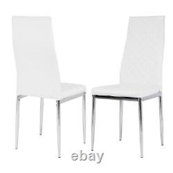 Set of 2 High Back Accent Dining Chairs Faux Leather Padded Metal Chrome Legs