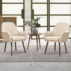 Set of 2 Leisure Chairs Linen Fabric Upholstered Arm Chair Modern Accent Chair