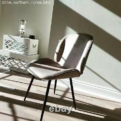 Set of 2 Mink Velvet Dining Chairs with Black Legs Jenna JNN004M
