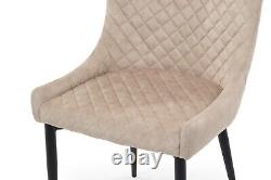 Set of 2 Modern Style Shoreditch Light Cream Champagne Velvet Dining Chairs