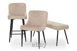 Set of 2 Modern Style Shoreditch Light Cream Champagne Velvet Dining Chairs