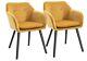 Set Of 2 Modern Upholstered Fabric Yellow Velvet-touch Dining Chairs