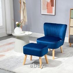 Set of 2 Modern Velvet Dining Chairs Fabric Accent Upholstered Side Chair Blue