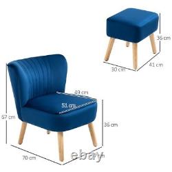 Set of 2 Modern Velvet Dining Chairs Fabric Accent Upholstered Side Chair Blue