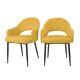 Set Of 2 Mustard Yellow Fabric Dining Chairs Colbie Clb003