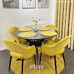 Set of 2 Mustard Yellow Fabric Dining Chairs Colbie CLB003
