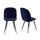 Set Of 2 Navy Blue Velvet Dining Chairs With Black Legs Jenna Jnn004n