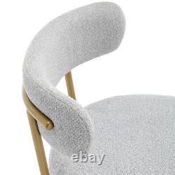 Set of 2 PCS Boucle Dining Chairs Padded Seat Metal Legs Kitchen Home Office UK