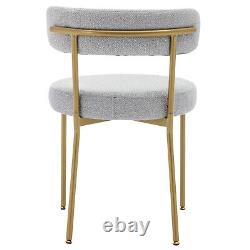 Set of 2 PCS Boucle Dining Chairs Padded Seat Metal Legs Kitchen Home Office UK