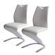 Set Of 2 Pu Leather Armless Chairs For Dining Kitchen Room High Back Steel Leg