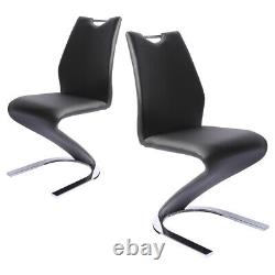 Set of 2 PU Leather Armless Chairs for Dining Kitchen Room High Back Steel Leg