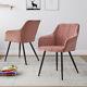 Set Of 2 Pink Velvet Dining Chairs Armchairs Sofa Side Lounge Chairs Comfort New