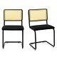 Set Of 2 Rattan Bar Stools Upholstered Counter Height Chair Kitchen Dining Stool