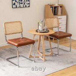 Set of 2 Rattan Bar Stools Upholstered Counter Height Chair Kitchen Dining Stool