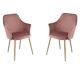 Set Of 2 Scandinavian Style Velvet Dining Chair Office Arm Chair With Metal Legs