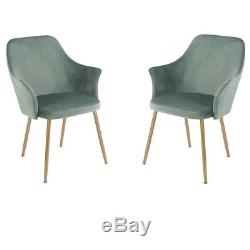 Set of 2 Scandinavian Style Velvet Dining Chair Office Arm Chair with Metal Legs