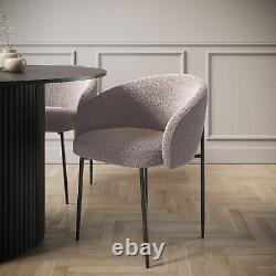 Set of 2 Taupe Boucle Upholstered Dining Chairs Cora COA001