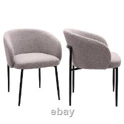 Set of 2 Taupe Boucle Upholstered Dining Chairs Cora COA001