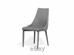 Set of 2 Upholstered Dining Chairs Grey Fabric High Back Dining Room Camino