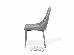 Set of 2 Upholstered Dining Chairs Grey Fabric High Back Dining Room Camino
