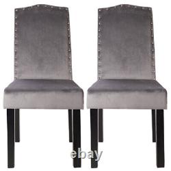 Set of 2 Upholstered High Back Dining Room Chair Knocker Rivets Kitchen Chairs