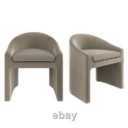 Set of 2 Upholstered Mink Velvet Curved Tub Dining Chairs Kel BUN/KSY001/91137