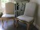 Set Of 2 Upholstered French Style Solid Oak Dining Chairs No Arms Used
