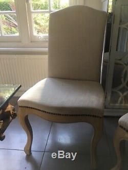 Set of 2 Upholstered french style solid oak dining chairs No Arms Used