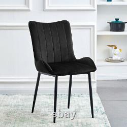 Set of 2 Velvet Dining Chair Black/Blue/Grey Upholstered Chair with Metal Legs