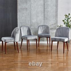 Set of 2 Velvet Dining Chairs Dinning Room Metal Leg Accent Side Chairs Grey
