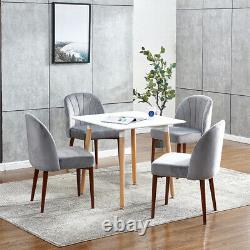 Set of 2 Velvet Dining Chairs Dinning Room Metal Leg Accent Side Chairs Grey